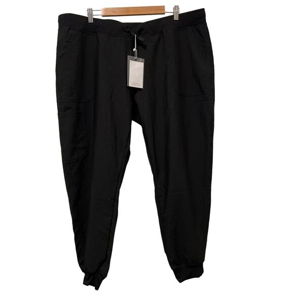 Fashion Classic Pants - Women's Black Drawstring Waist Jogger Pants with Pockets NWT Size 2XL
